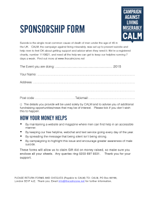  CALM Sponsorship Form Thecalmzonenet 2015