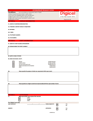 Digicel Sponsorship  Form