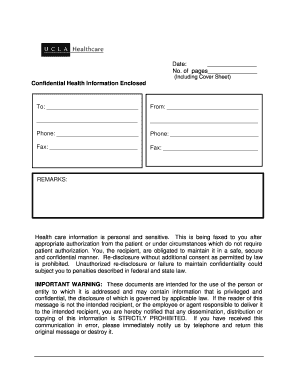 Fax Cover Sheet PDF Compliance Uclahealth  Form