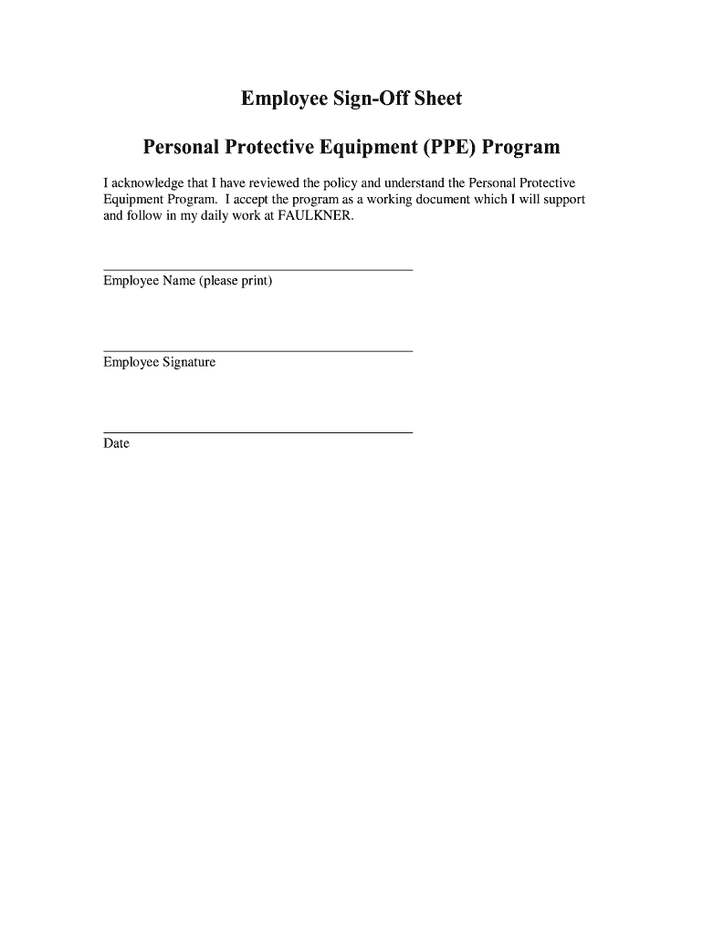 Ppe Sign Out Sheet  Form