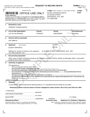 Form 4 Record of Death