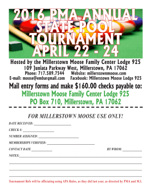 Moose Pool Tournament  Form