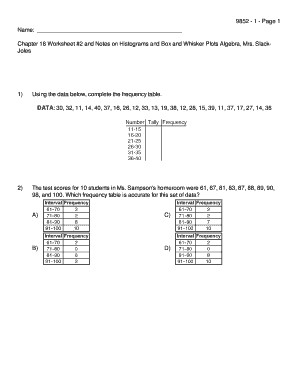 Chapter 16 Worksheet 2 and Notes on Histograms  Form