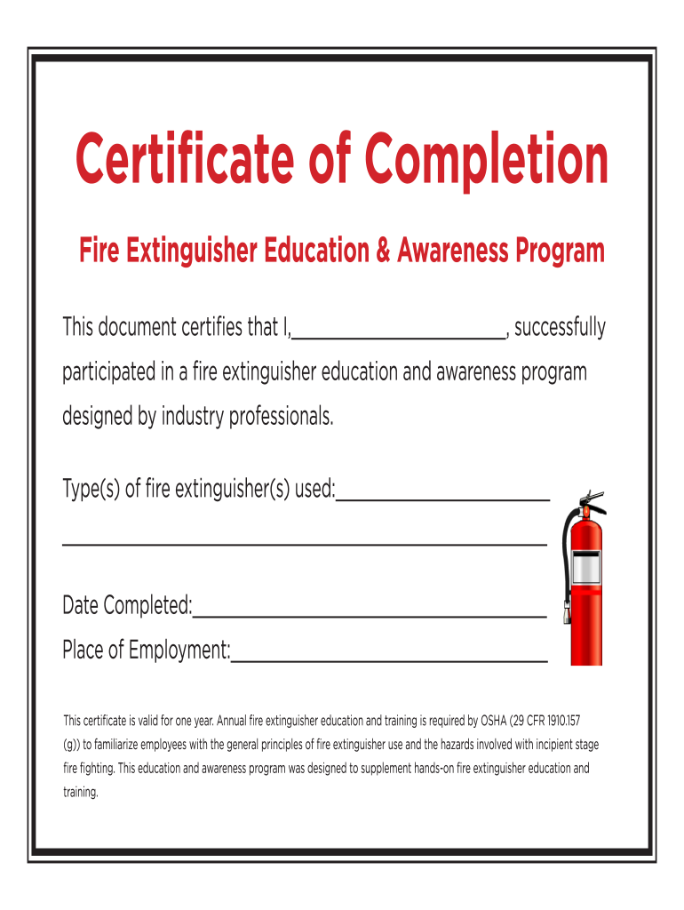 Fire Extinguisher Certificate Template  Form