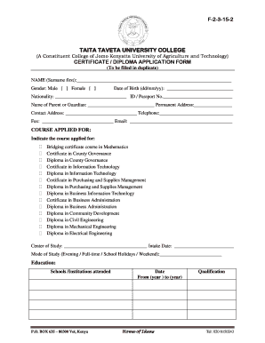 Diploma Application  Form