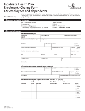 Inpatriate Health Plan EnrolmentChange Form for Employees