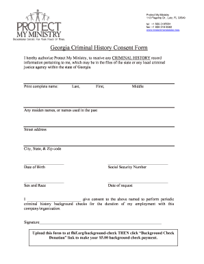 Georgia Criminal History Consent Form Fhfi