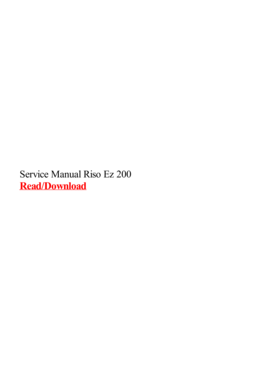 Riso Ez 200 Service Manual PDF  Form