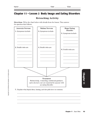 Chapter 11 Lesson 2 Body Image and Eating Disorders  Form