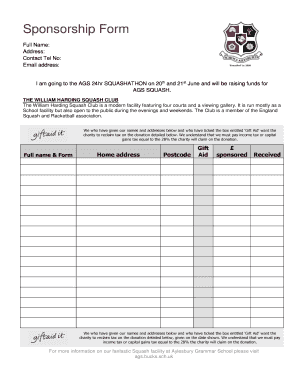 London Marathon Sponsorship Form