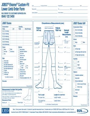 Jobst Elvarex Custom Fit Order Form