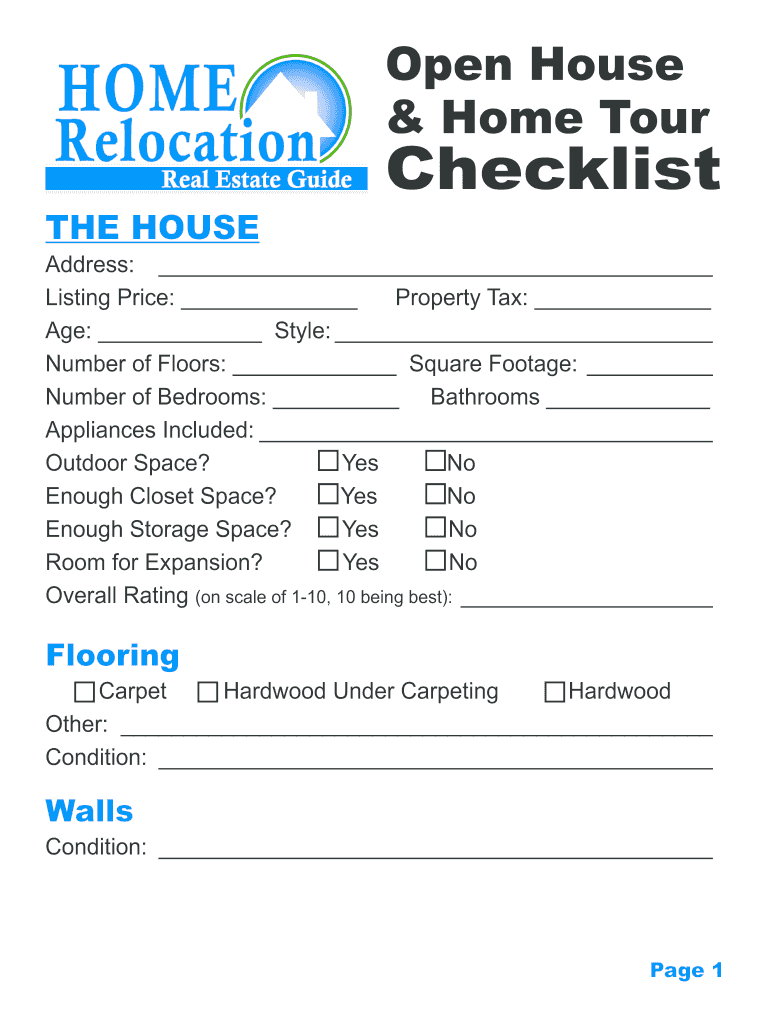 House Tour Checklist  Form