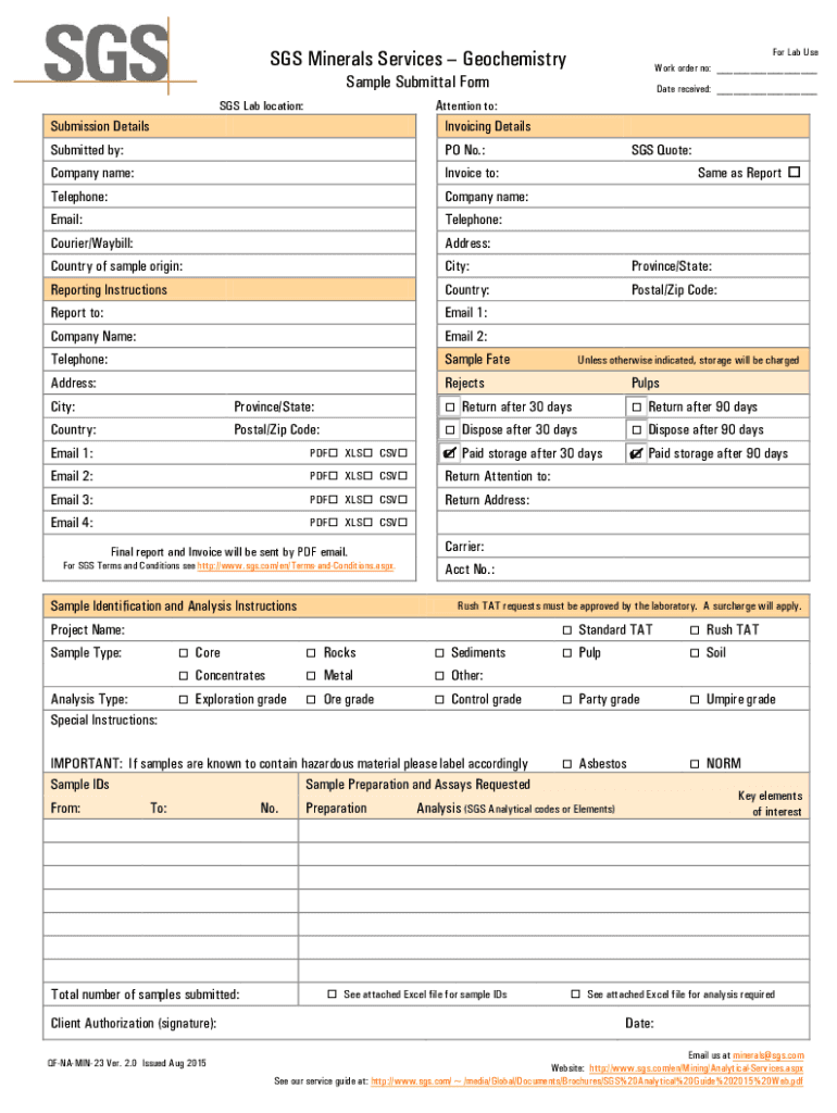 Sgs Sample Form