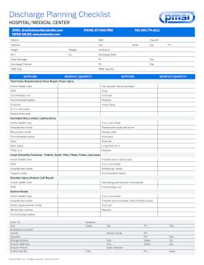 Discharge Planning Checklist Template  Form
