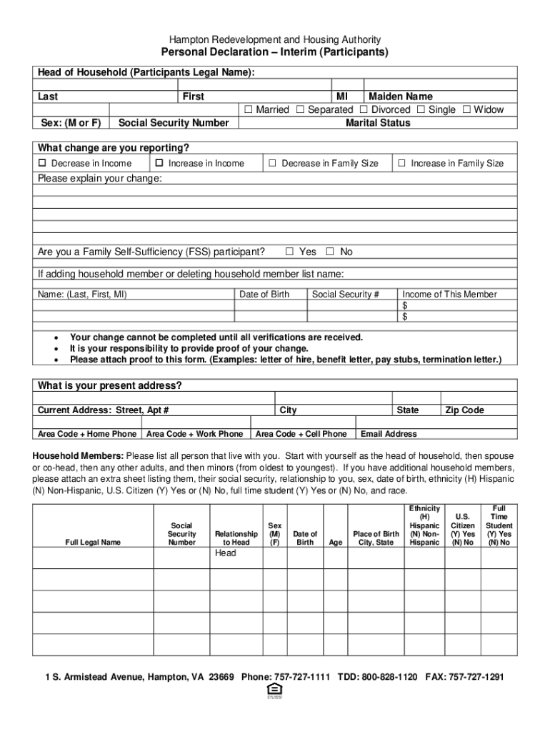 Interim Changes Hamptonrhacom  Form