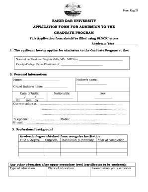 Bahir Dar University Application Form