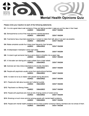 Fun Mental Health Trivia Questions and Answers PDF  Form