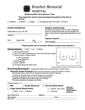 MAMMOGRAMDEXA SCAN REFERRAL FORM This Request for Service Bmhsc