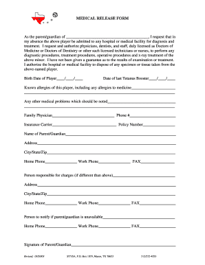 Stysa Medical Release Form