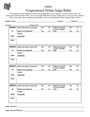 Debate Ballot Template  Form