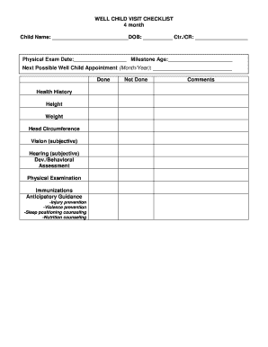 well child visit forms