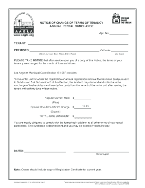 Notice of Change in Terms of Tenancy PDF  Form