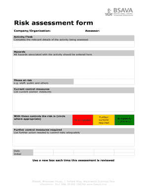 Risk Assessment Form BSAVA
