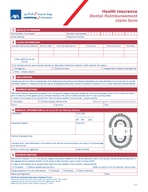 Axa Reimbursement Form Dental