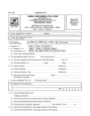 Jamal Mohamed College Online Application  Form