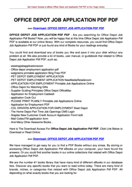 Office Depot Job Application PDF  Form