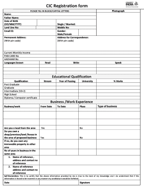 Connect India CIC Registration Form