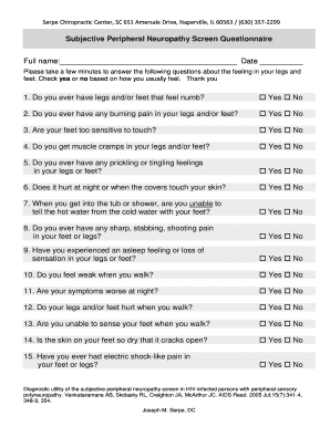 Subjective Peripheral Neuropathy Screen Questionnaire Reseauconceptuel Umontreal  Form