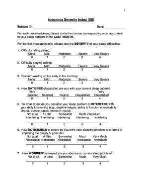 Insomnia Severity Index  Form