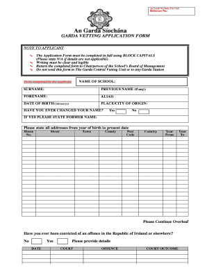 Garda Vetting Application Form