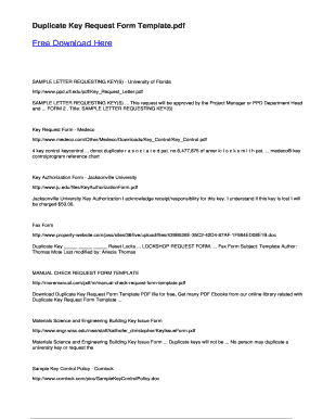 Sample Authorization Letter to Duplicate Keys  Form