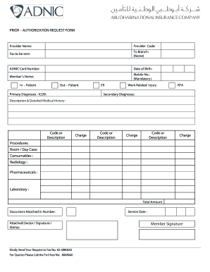 Adnic Pre Authorization  Form