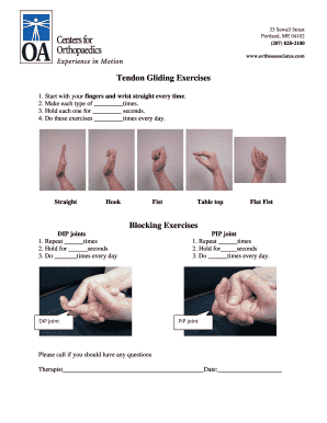 Printable Tendon Gliding Exercises Form