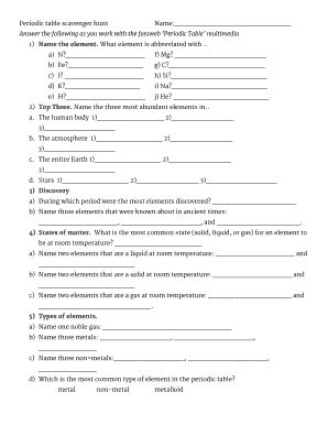 Periodic Table Scavenger Hunt  Form