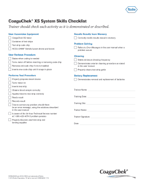 CoaguChek XS System Skills Checklist  Form