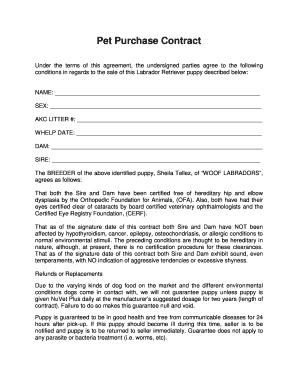 Pet Purchase Agreement V1  Form