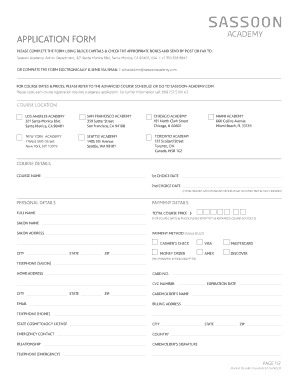 APPLICATION FORM Sassoon Academy