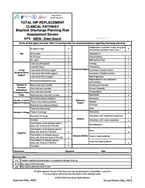 Patient Discharge Risk Assessment  Form