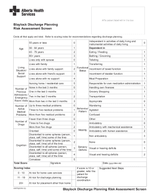 Patient Discharge Risk Assessment  Form