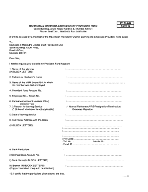 Mahindra Finance Epf  Form