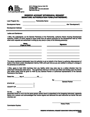  Reserve Withdrawal Form 2009