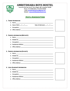 Hostel Form for Boys