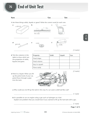 Exploring Science 7a End of Unit Test Answers  Form