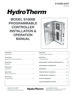 MODEL S1000B PROGRAMMABLE CONTROLLER INSTALLATION  Form