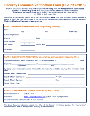 Application for Security Clearance  Form