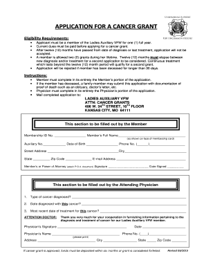 Vfw Cancer Grant  Form